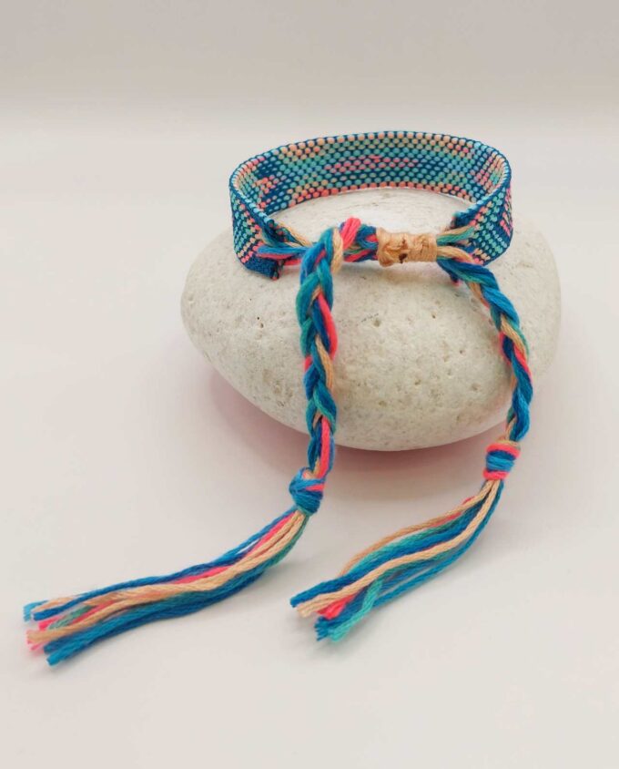 Bracelet Fabric Teal Pink