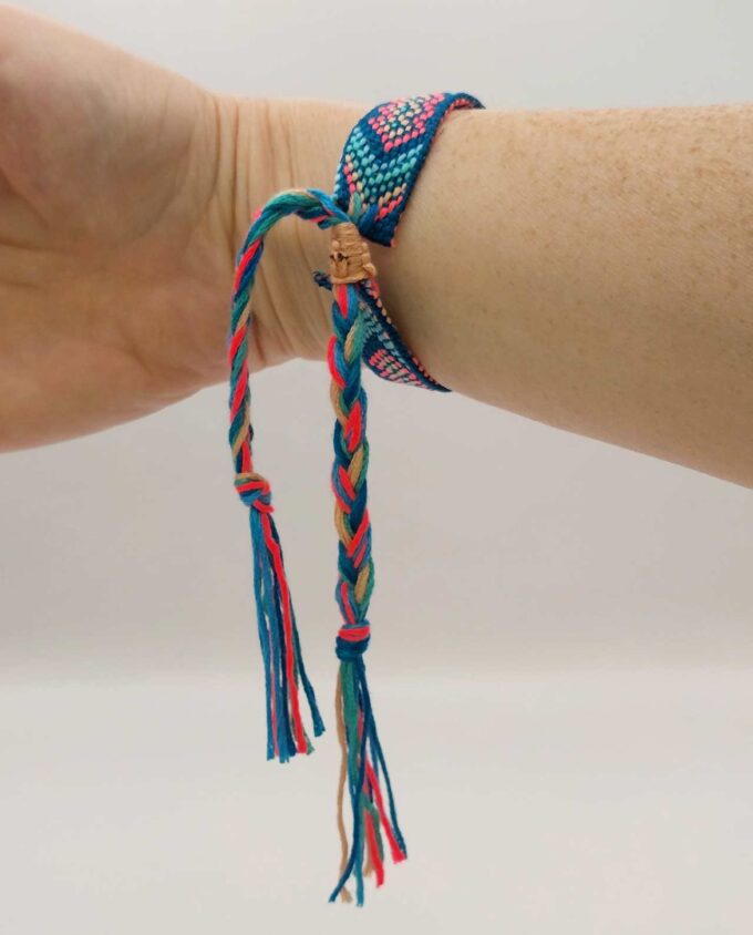 Bracelet Fabric Teal Pink