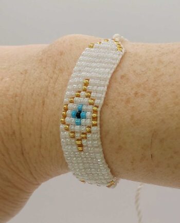 Bracelet Light White Evil Eye Beads