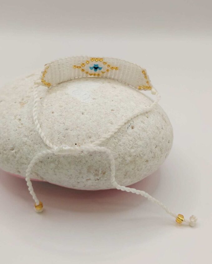 Bracelet Light White Evil Eye Beads
