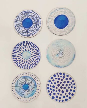 Coaster Wooden Sureal White Blue Set 6 Pieces