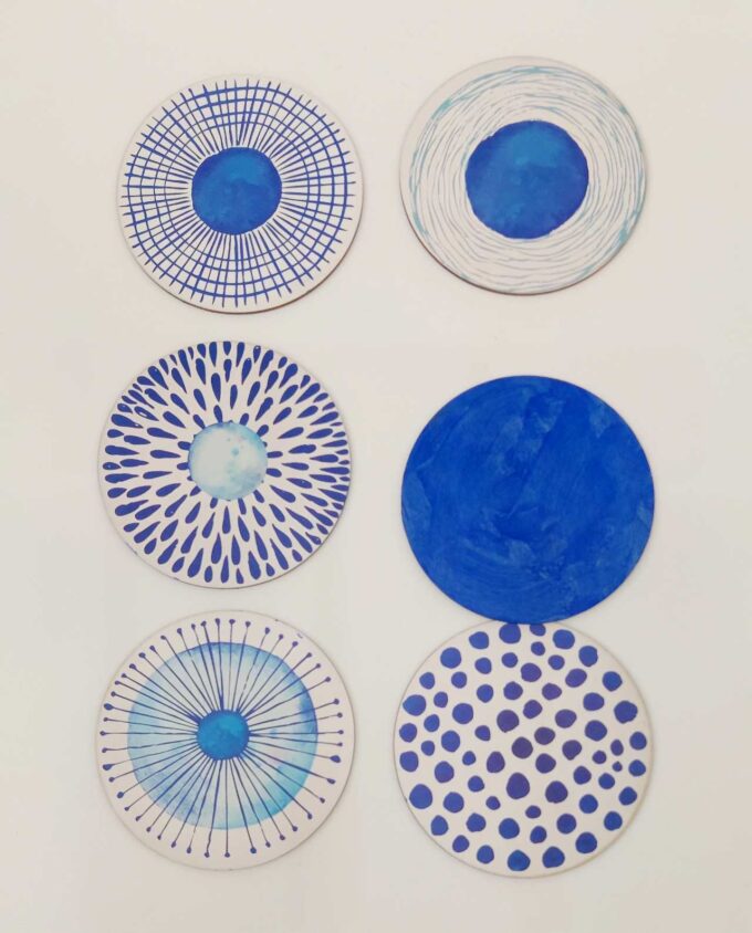 Coaster Wooden Sureal White Blue Set 6 Pieces