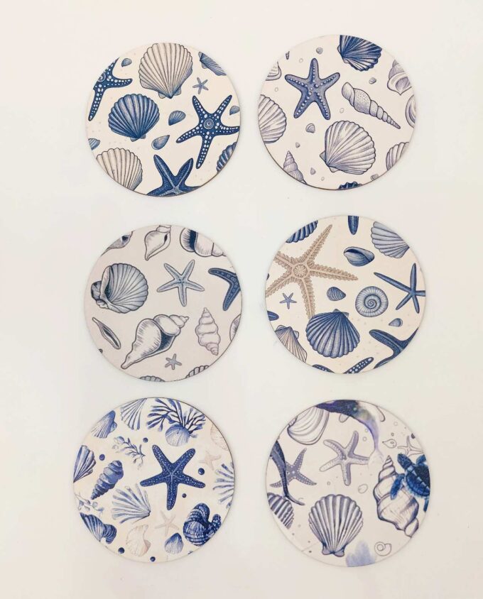 Coaster Wooden Seashells Set 6 Pieces