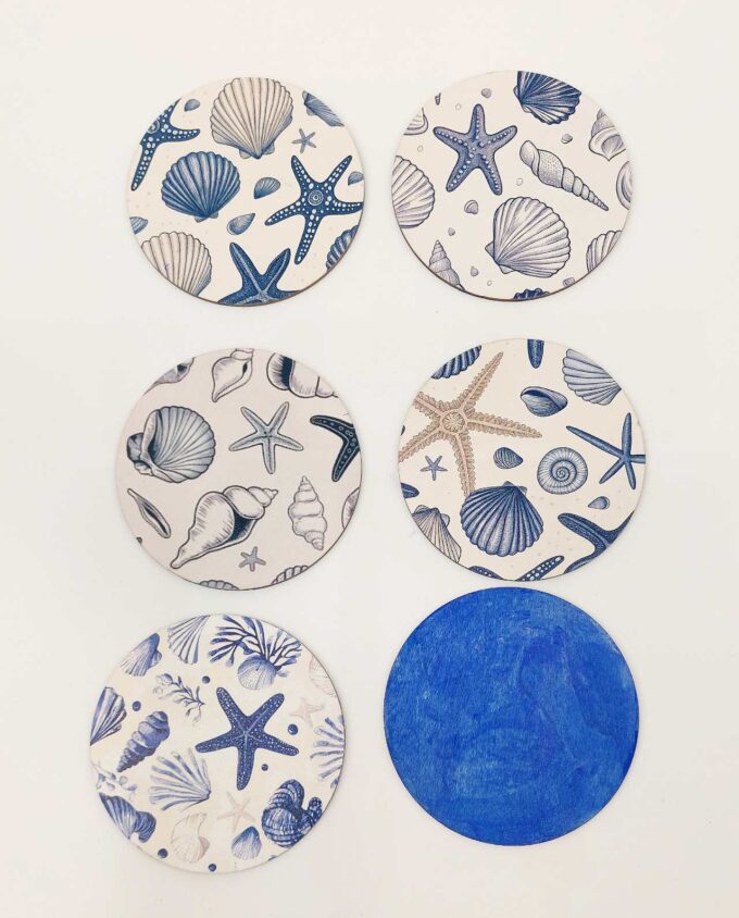 Coaster Wooden Seashells Set 6 Pieces
