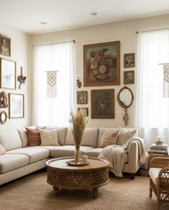 Dried Natural Long Wheat Bunch in a vase on a living room