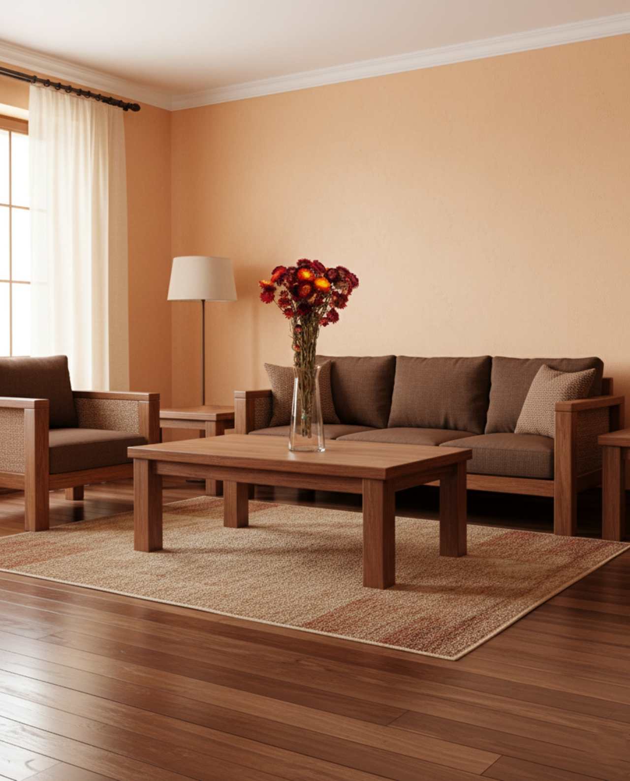dried-flowers-chrysanthemum-orange-living-room Dried Chrysanthemums Orange Red in vase in a living room