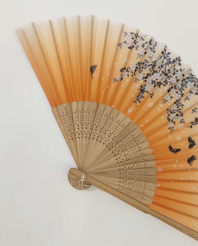 Bamboo Fan Fabric Orange