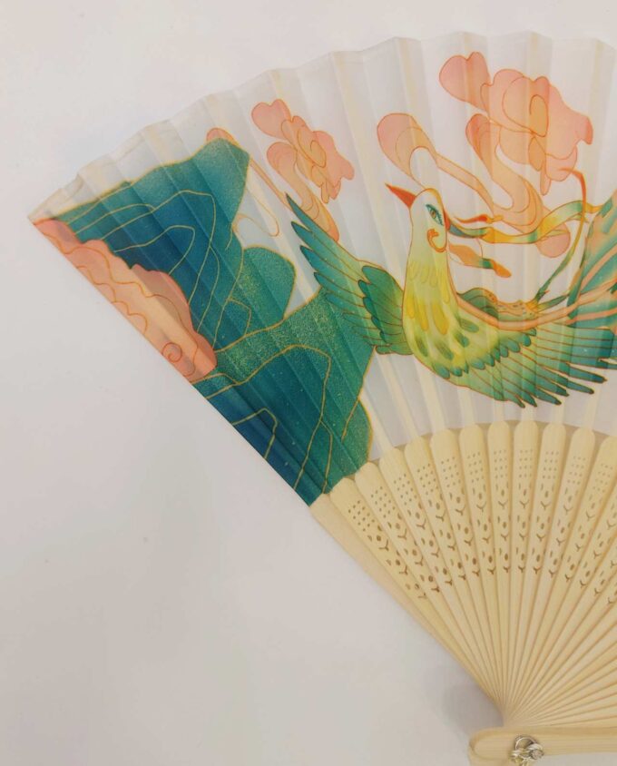 Bamboo Fan Fabric Phoenix