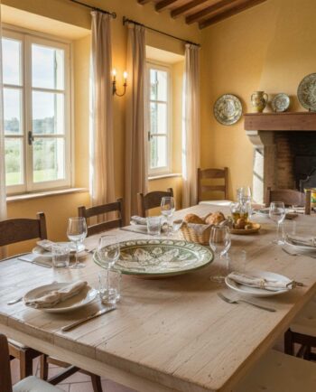 Platter Ceramic Beige Green Diameter 40 cm in a dining table
