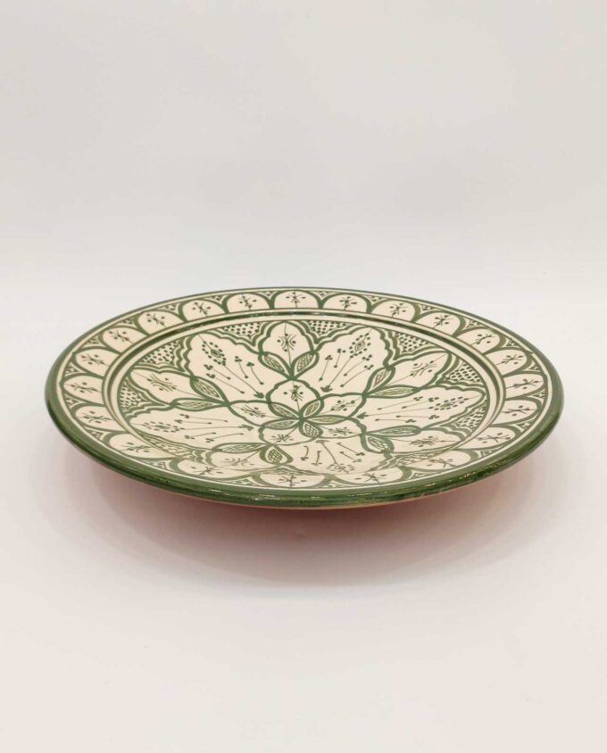 Platter Ceramic Beige Green Diameter 40 cm