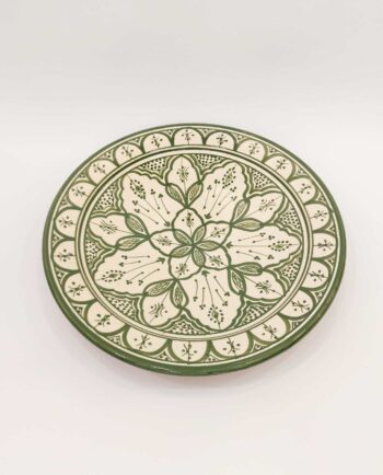 Platter Ceramic Beige Green Diameter 40 cm