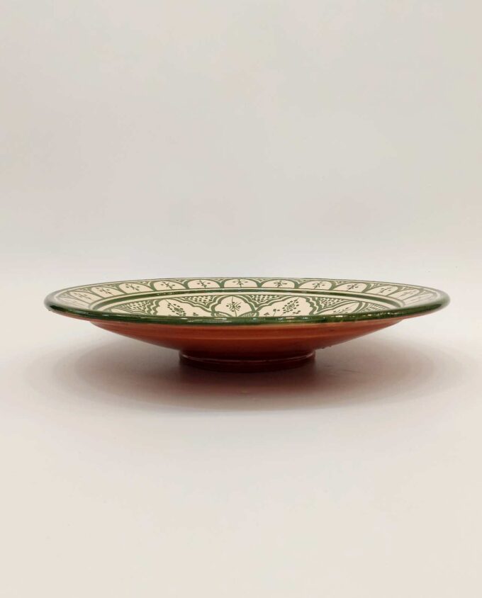 Platter Ceramic Beige Green Diameter 40 cm