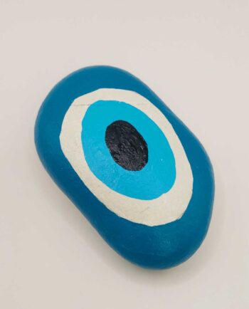 Stone Handpainted Teal Evil Eye