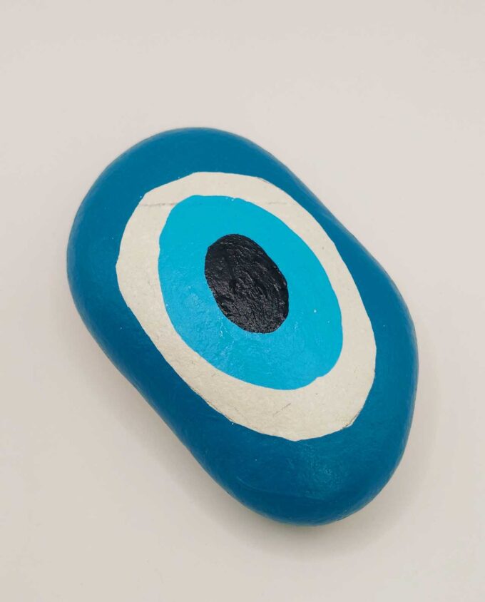 Stone Handpainted Teal Evil Eye