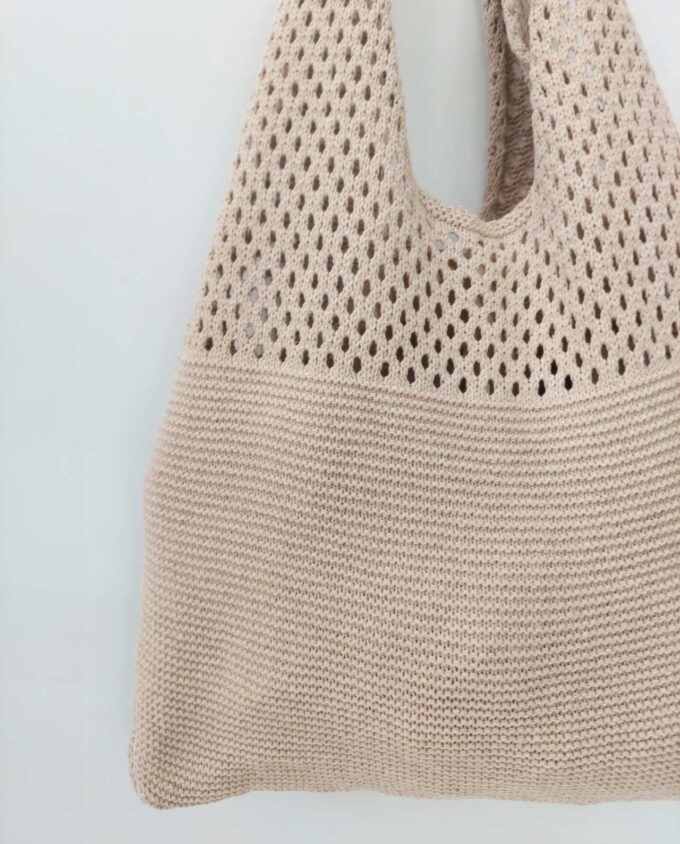 Beige Crochet Shoulder Bag