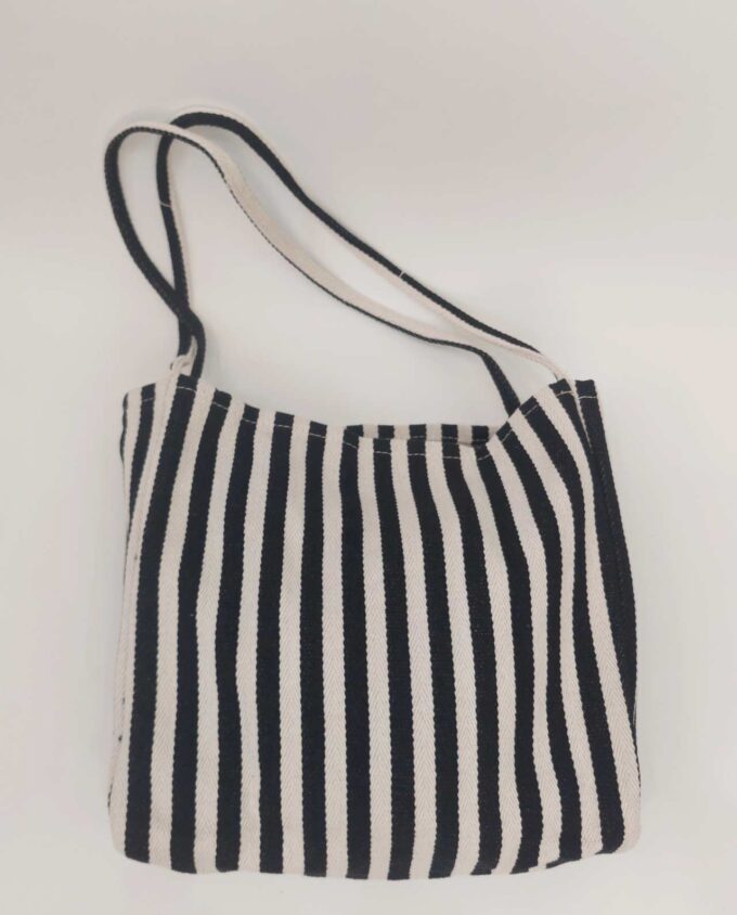 Black & White Striped Shoulder Bag