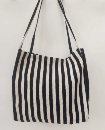 Black & White Striped Shoulder Bag