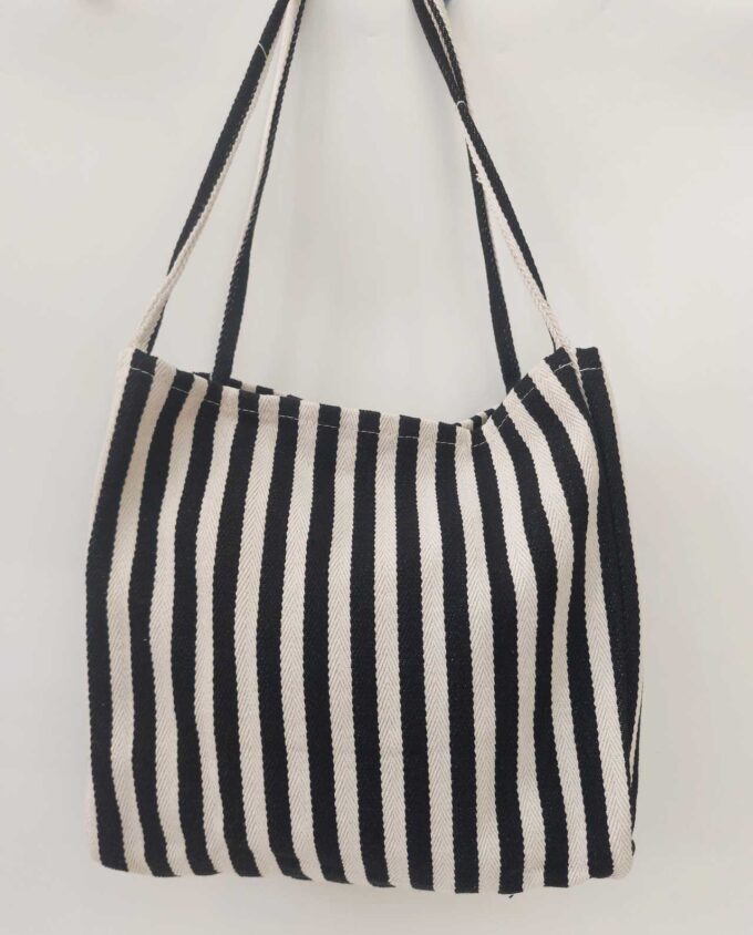 Black & White Striped Shoulder Bag