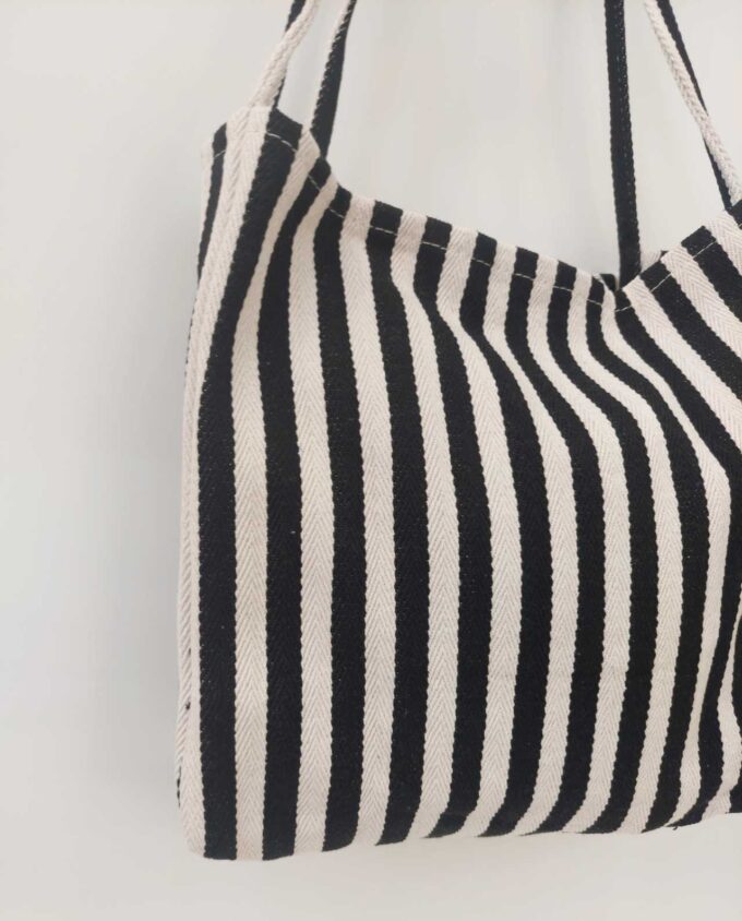 Black & White Striped Shoulder Bag