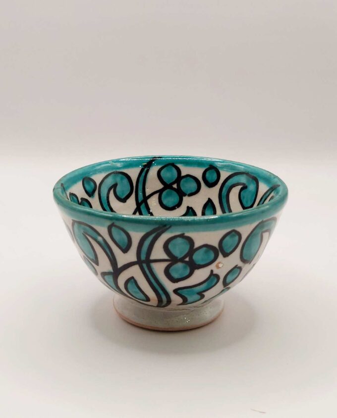 Bowl Ceramic Turquoise Beige Diameter 10 cm