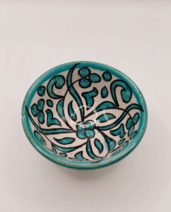 Bowl Ceramic Turquoise Beige Diameter 10 cm
