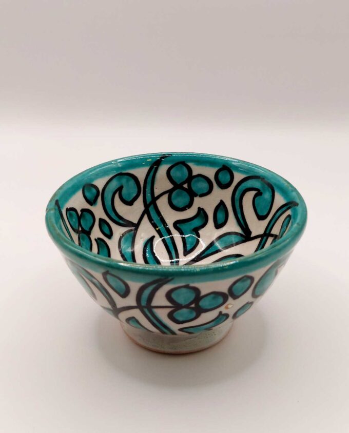 Bowl Ceramic Turquoise Beige Diameter 10 cm