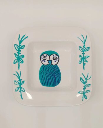 Bowl Ceramic Owl Turquoise 30 cm x 30 cm