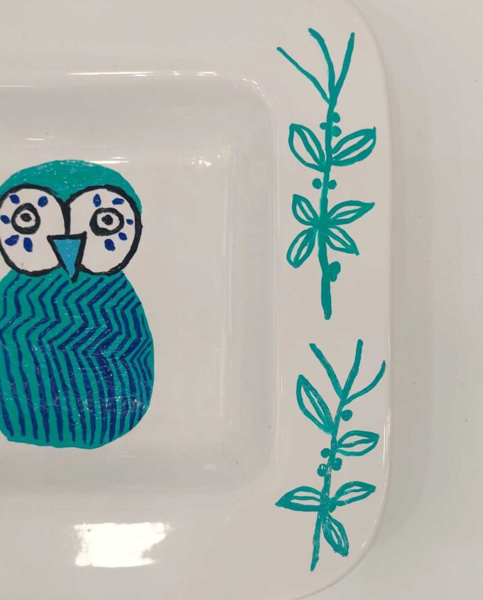 Bowl Ceramic Owl Turquoise 30 cm x 30 cm