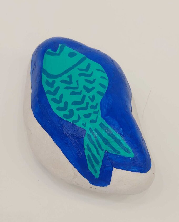 Door Stop Stone Handpainted Fish
