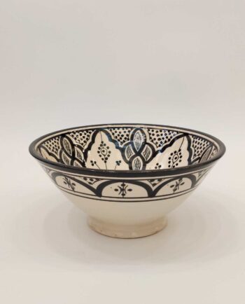 Bowl Ceramic Beige Black Diameter 26 cm