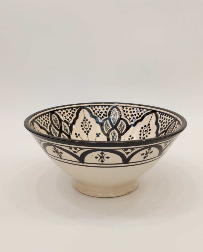 Bowl Ceramic Beige Black Diameter 26 cm