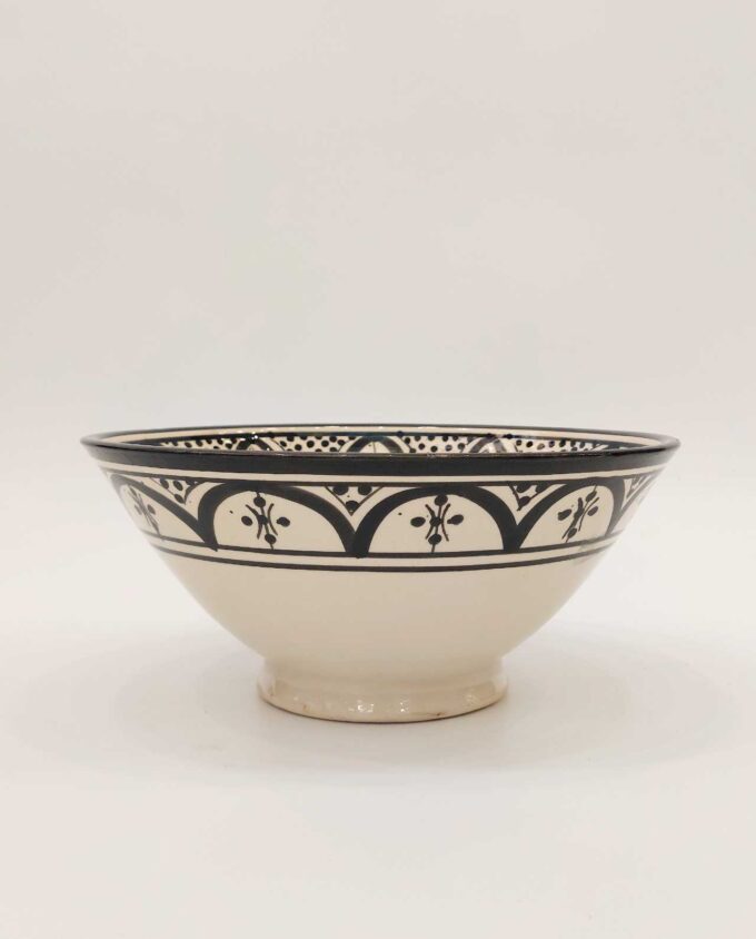 Bowl Ceramic Beige Black Diameter 26 cm