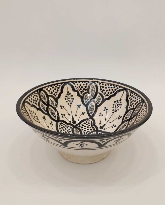 Bowl Ceramic Beige Black Diameter 26 cm