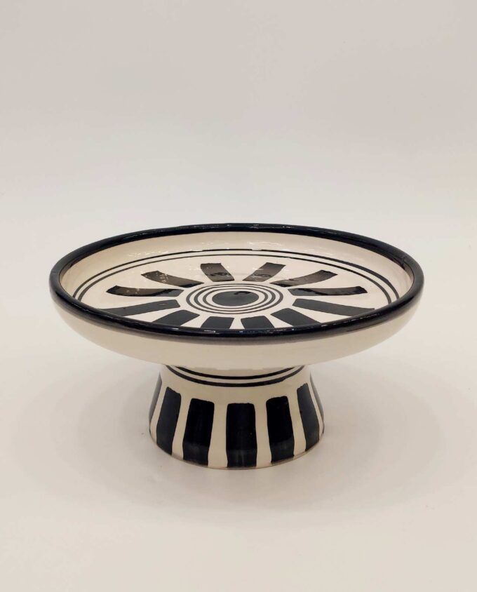 Ceramic Beige Black Cake Holder