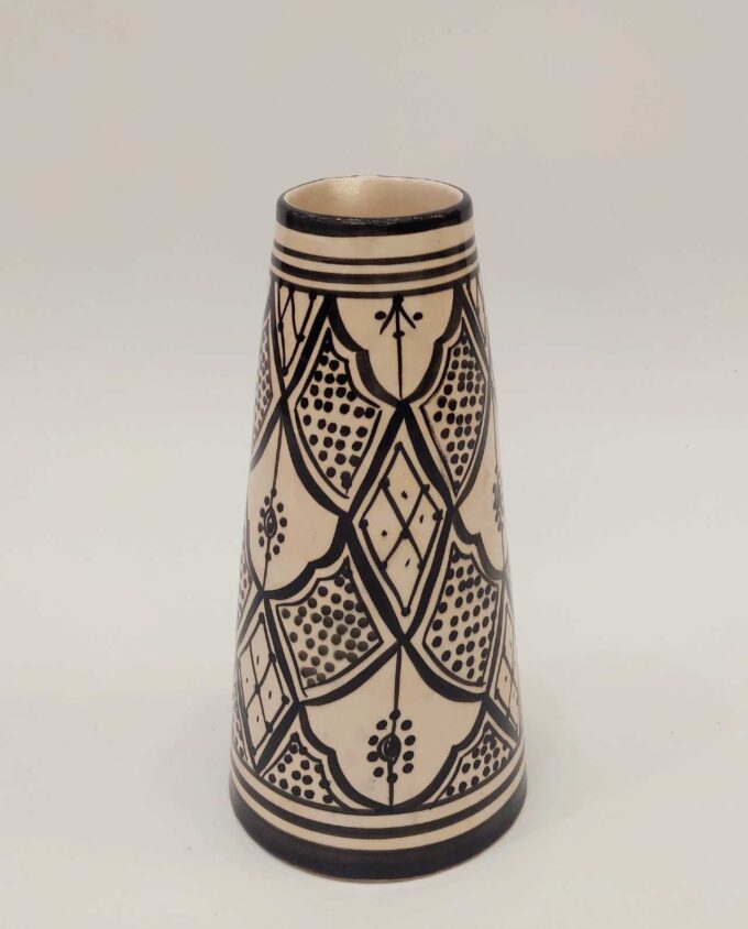 Vase Carafe Beige Black Ceramic Height 25 cm