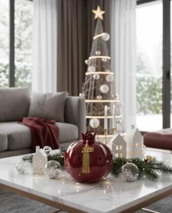 Pomegranate Red Ceramic Vase Lucky Charm 2026 on living room