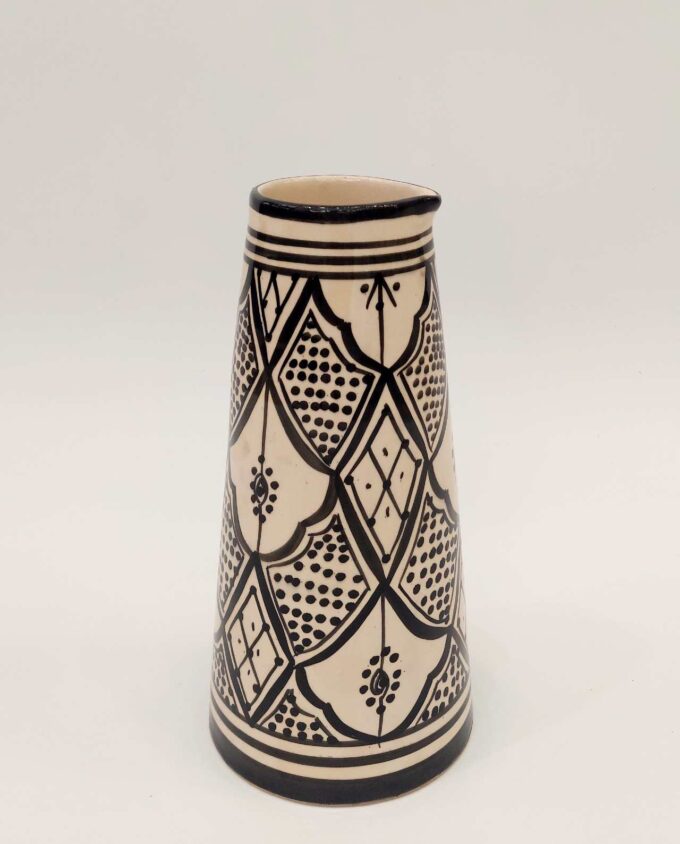 Vase Carafe Beige Black Ceramic Height 25 cm