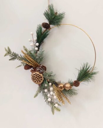 Christmas Wreath Golden Dried Flowers 30 cm