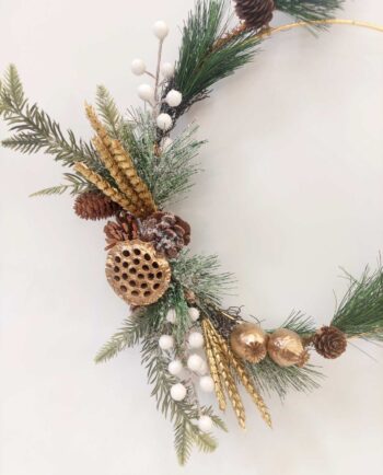 Christmas Wreath Golden Dried Flowers 30 cm