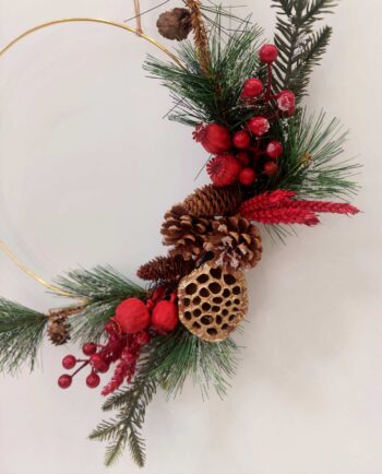 Christmas Wreath Red Dried Flowers 30 cm