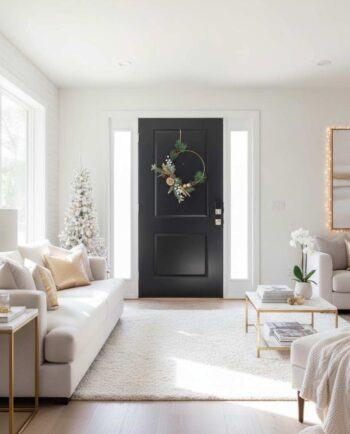 Christmas Wreath Golden Dried Flowers 30 cm on door