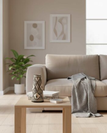 Vase Carafe Beige Black Ceramic Height 25 cm