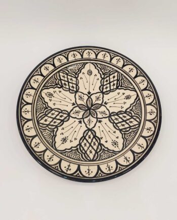Platter Ceramic Beige Black Diameter 40 cm
