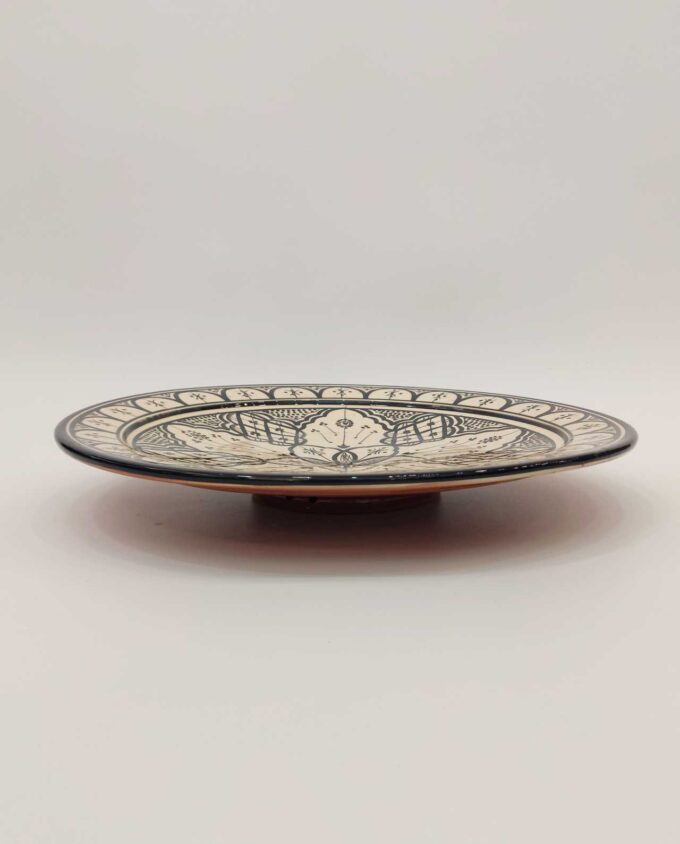 Platter Ceramic Beige Black Diameter 40 cm