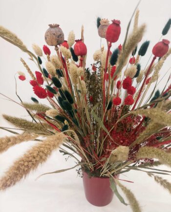 Christmas Dried Flower Arrangement Red Pot