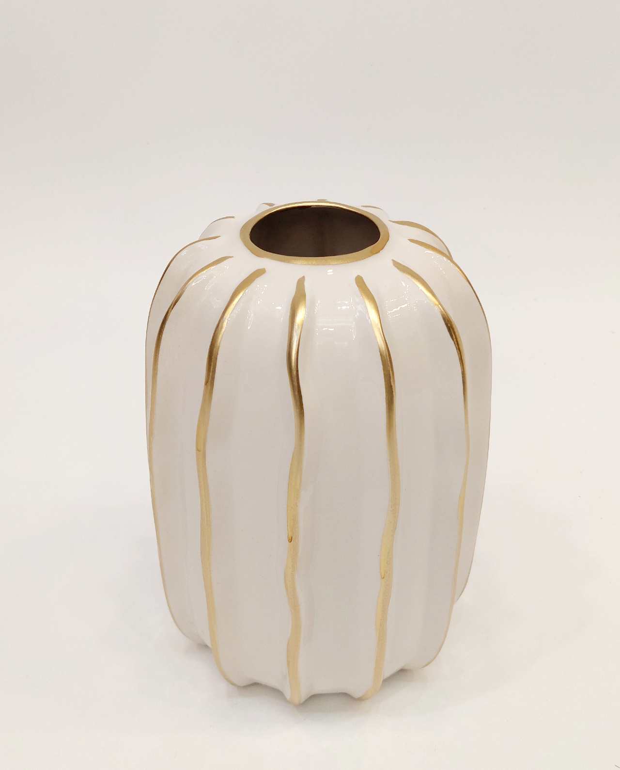ceramic-vase-beige-golden Vase Ceramic Beige Golden Lines
