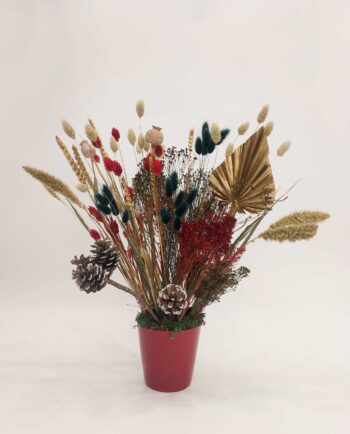 Christmas Dried Flower Arrangement Red Pot