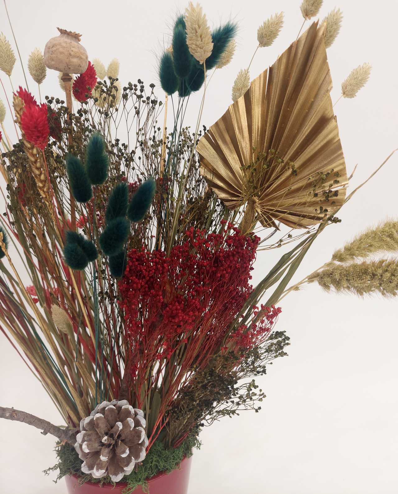 christmas-dried-flowers-arrangement-burgundy-pot-zoom Christmas Dried Flower Arrangement Red Pot