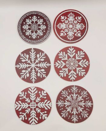 Coaster Wooden Snowflake Set 6 Pieces