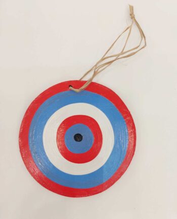 Handmade Wooden Evil Eye – Red & Indigo